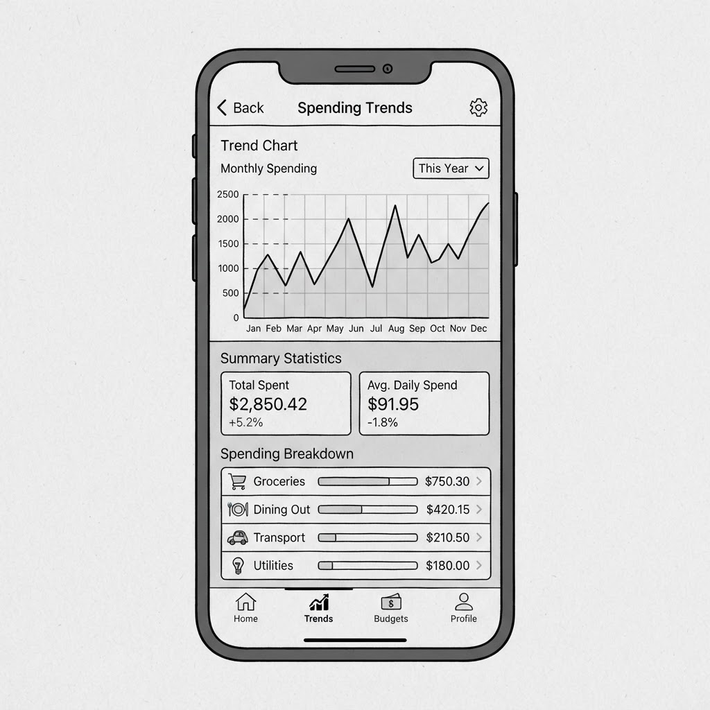 Data Concept B — Trend chart wireframe