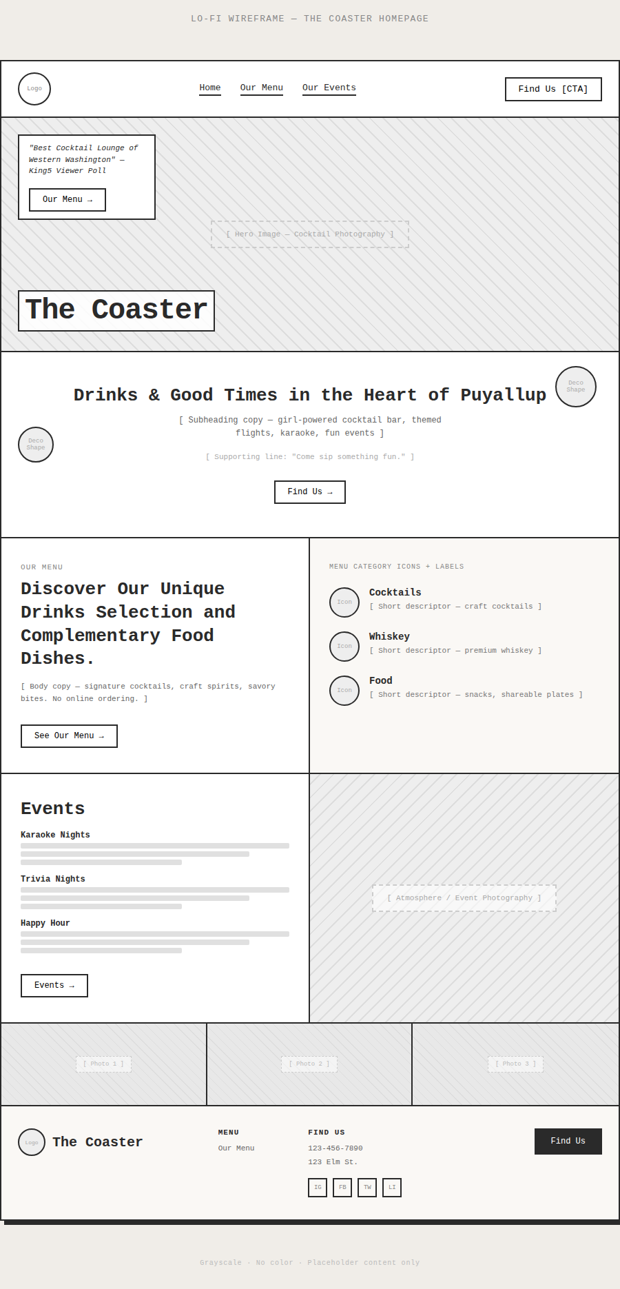The Coaster Homepage Wireframe